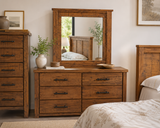 Woodgate Rustic Solid Wood 6 Drawer Dressing Table with Mirror