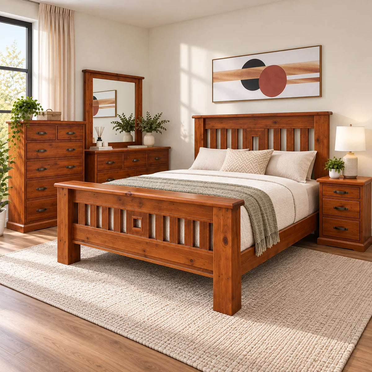 Fergus Solid Pine Rustic Bed Frame