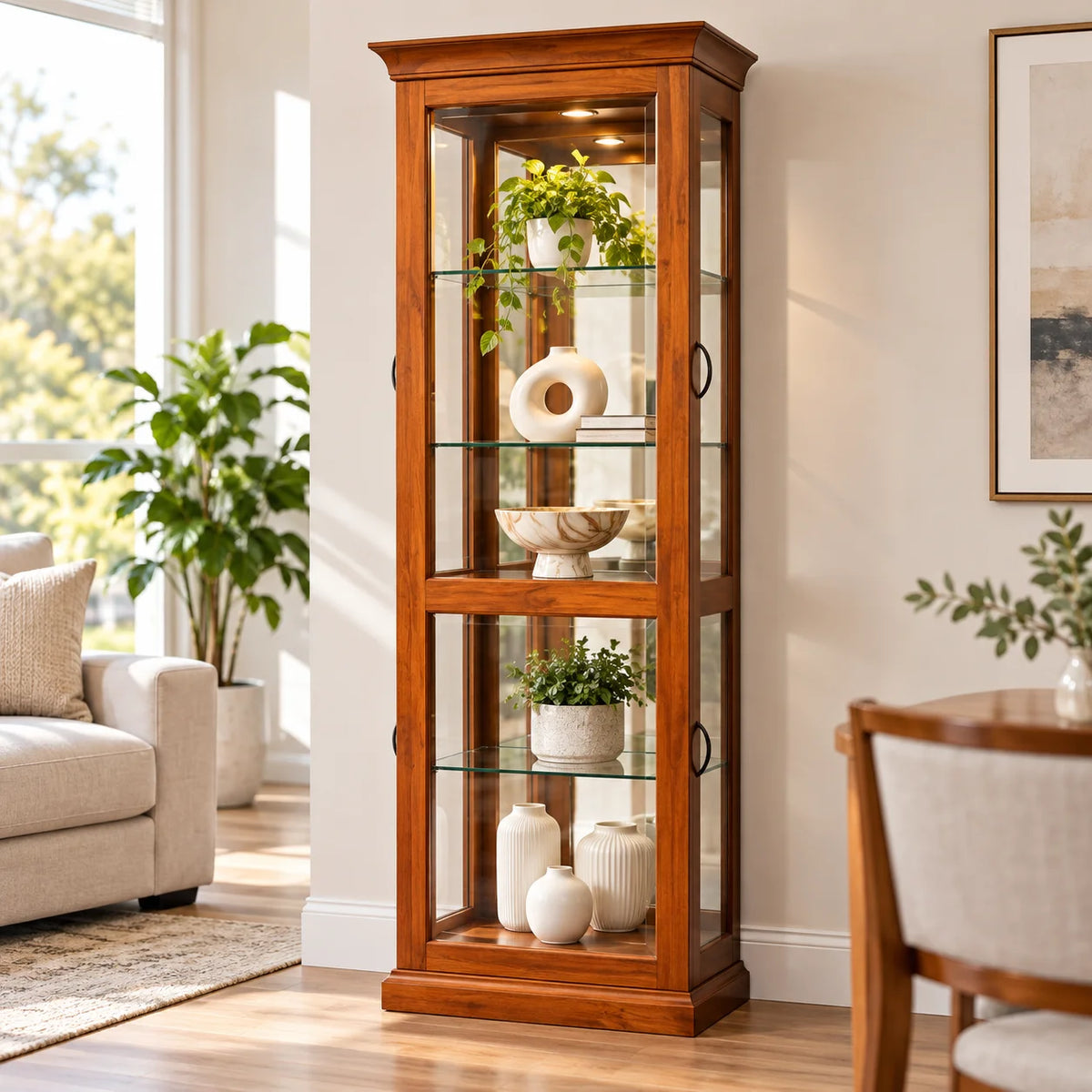 Fergus Solid Wood Glass Display Cabinet