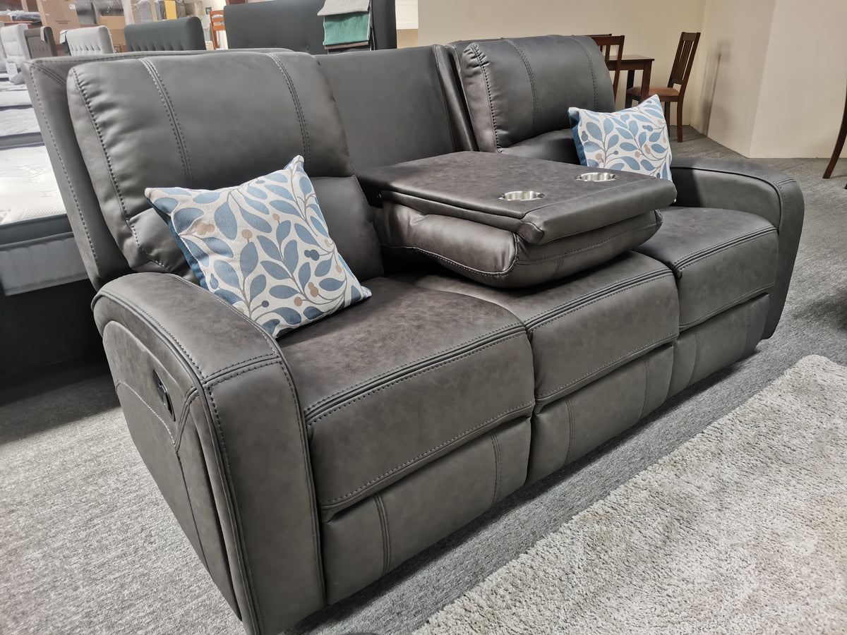 Arlington Fabric Recliner Sofa with Fold-Down Cup Holder Console from