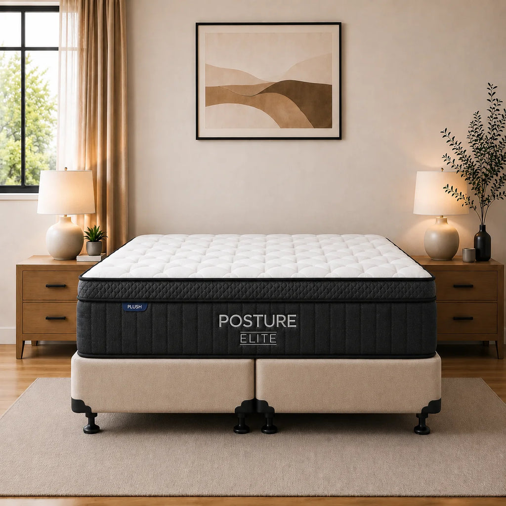 King Bed 2pcs - Posture Elite Plush King Mattress & NZ Made Base