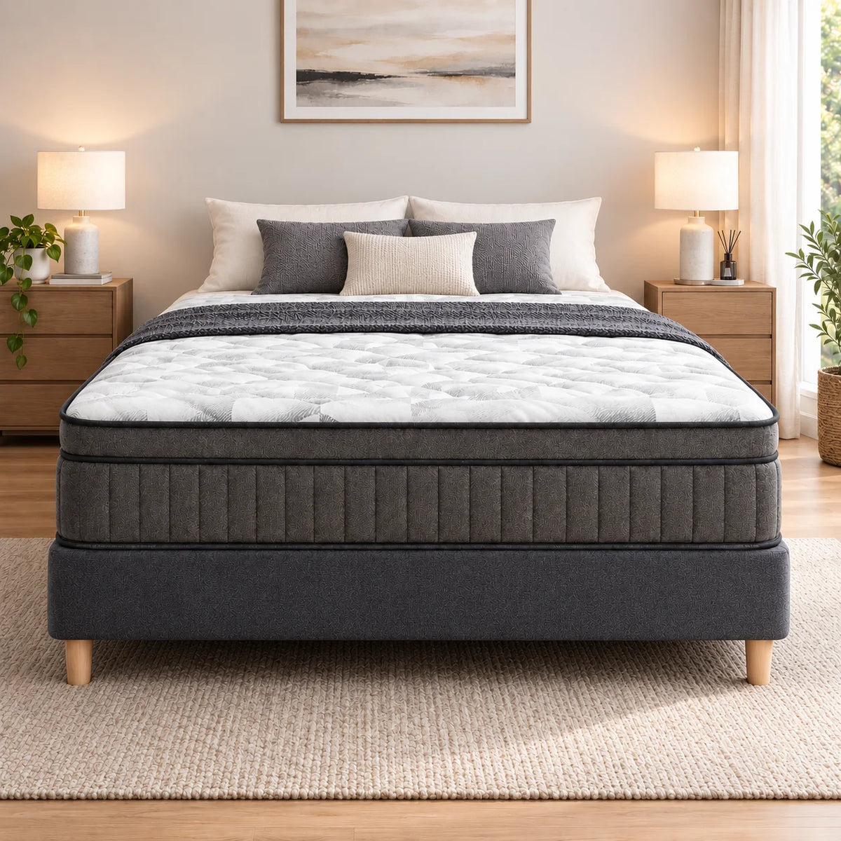 Atlanta 5 Zone Pocket Spring Queen Mattress & Takapuna Kitset Bed Base