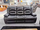 Lara Black Recliner Sofa with Fold-Down Cup Holder Console from