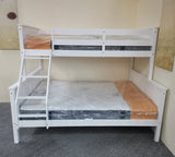 Lily Single and Double Bunk Bed White Wooden with Mattresses