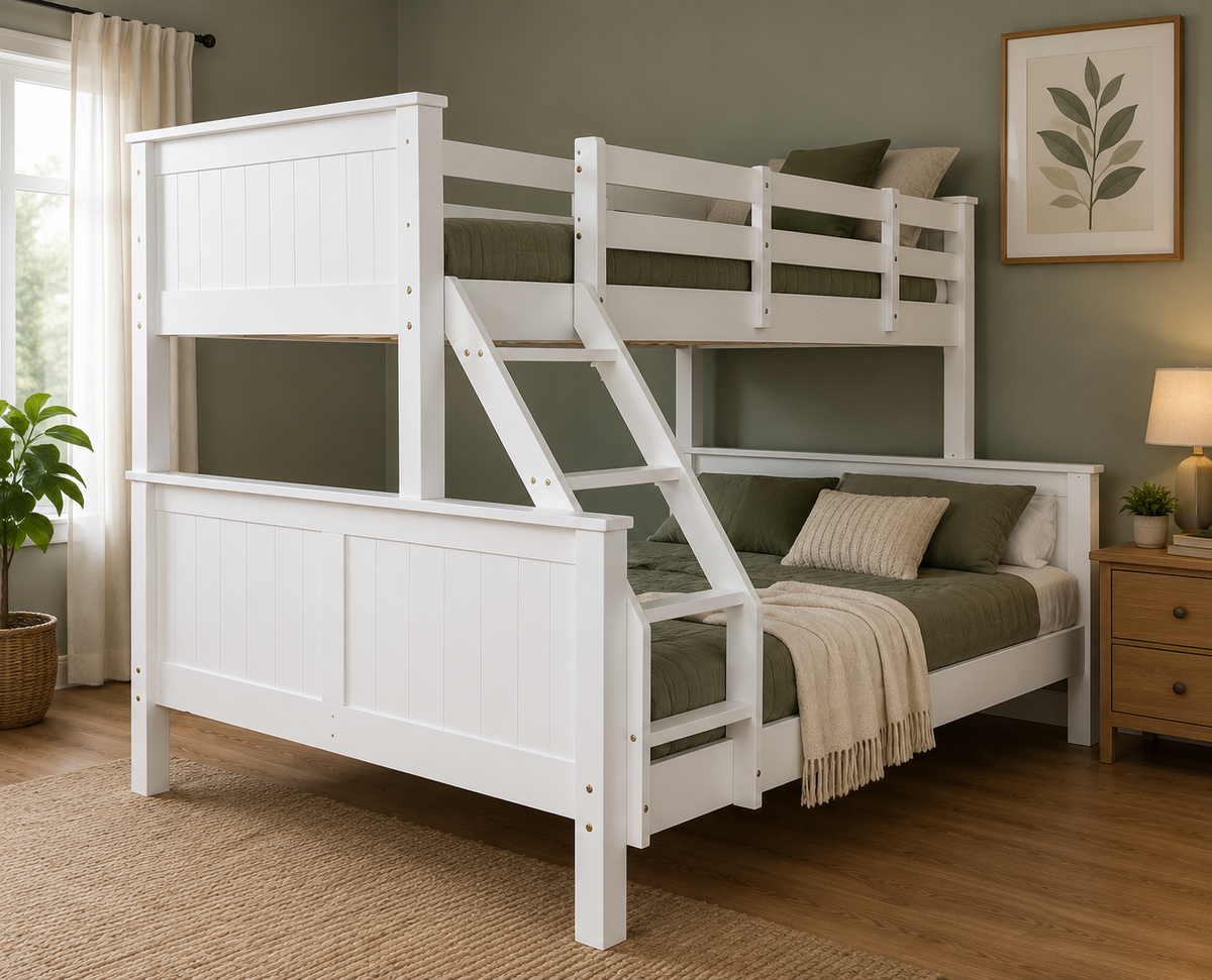 Lily White Wooden Bunk Bed – Single Over Double