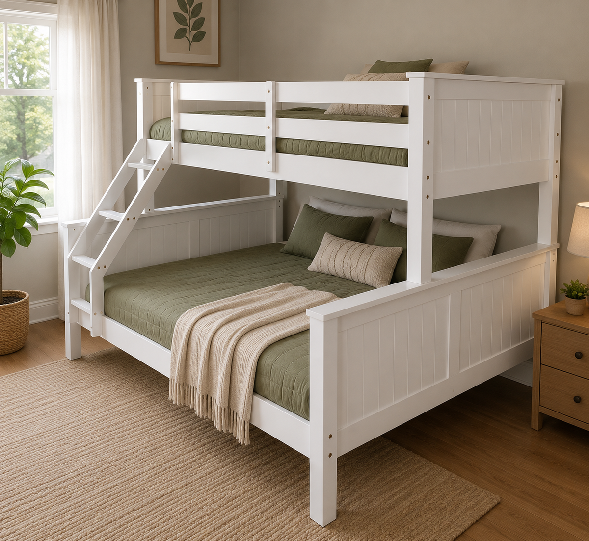 Lily White Wooden Bunk Bed – Single Over Double