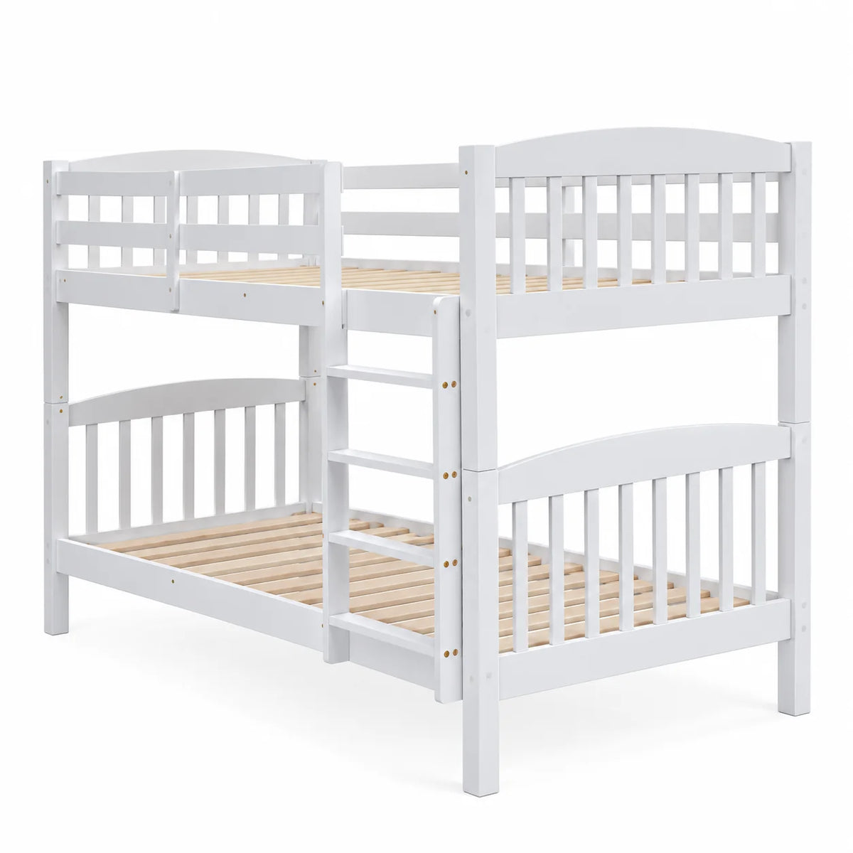 Lily White Wooden Single over Single Bunk Bed with Mattresses