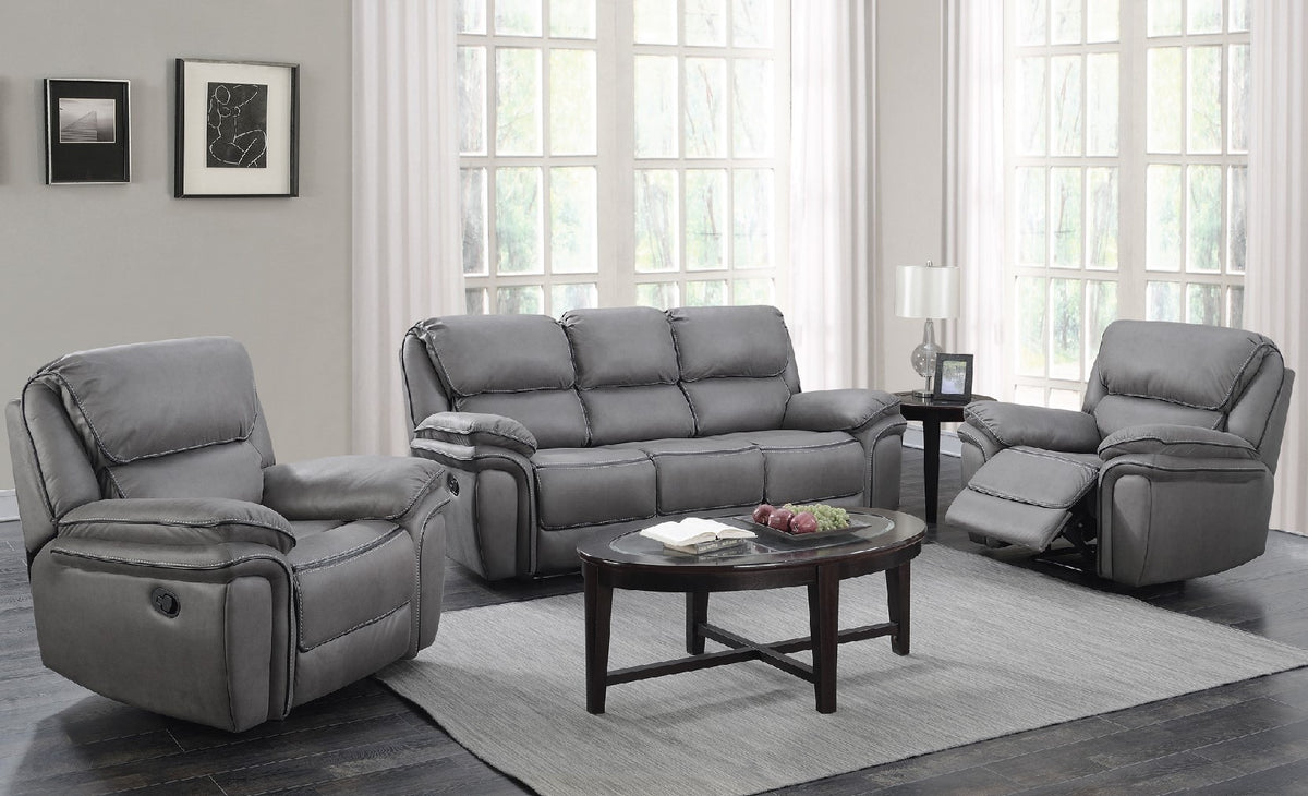 Moy Palomino Fabric Recliner Sofa with Fold-Down Cup Holder Console from