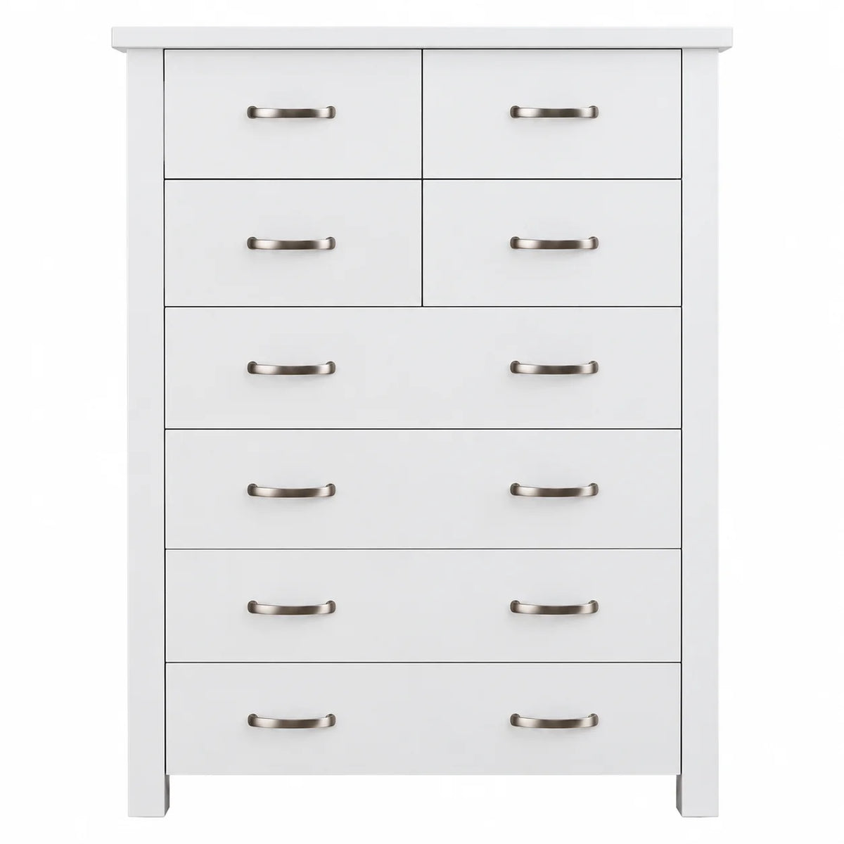 Pamela Solid Pine 8 Drawer Tallboy – White