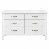 Pamela Solid Pine 6 Drawer Dressing Table with Mirror – White