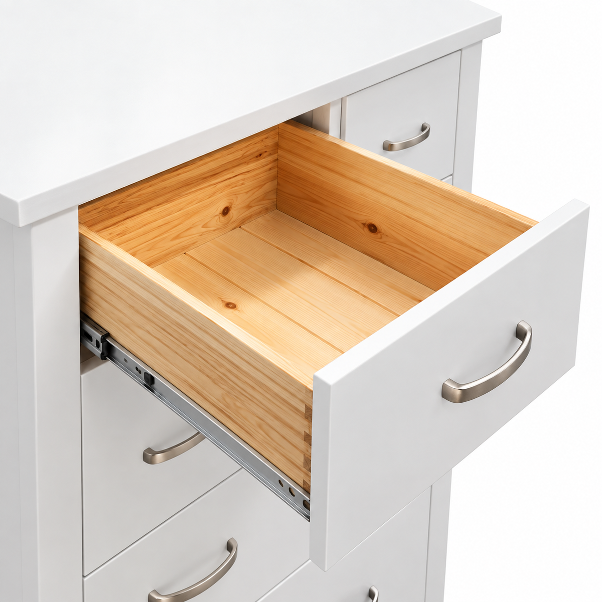 Pamela Solid Pine 8 Drawer Tallboy – White