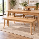 Paris Solid Rubberwood Dining Bench – Natural Oak Finish