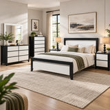 Patrick Solid Pine Black and White Bed Frame