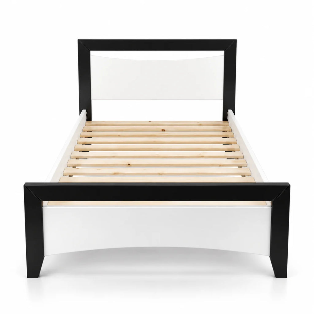 Patrick Solid Pine Black and White Bed Frame