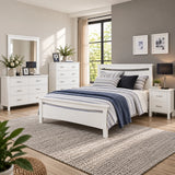Pamela Solid Pine Wood White Bed in Single/ King Single/ Double/ Queen from