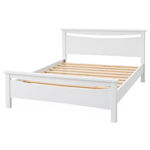 Pamela Solid Pine Wood White Bed in Single/ King Single/ Double/ Queen from