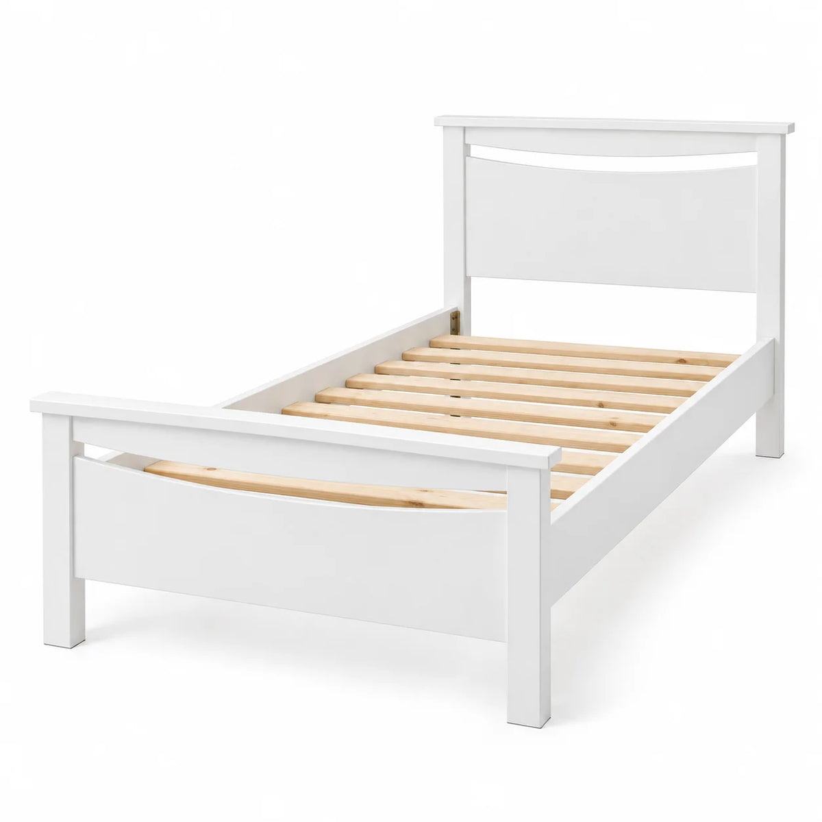 Pamela Solid Pine Wood White Bed in Single/ King Single/ Double/ Queen from