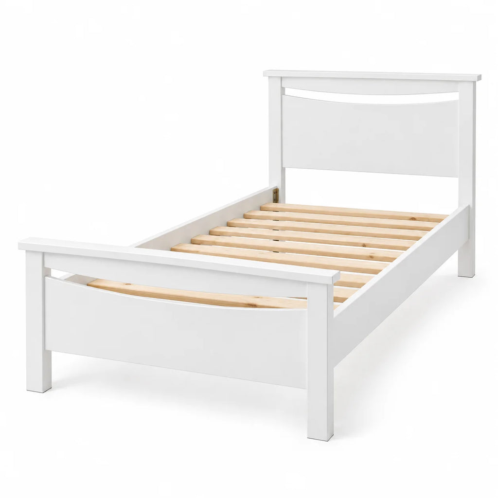 Pamela Solid Pine Wood White Bed in Single/ King Single/ Double/ Queen from