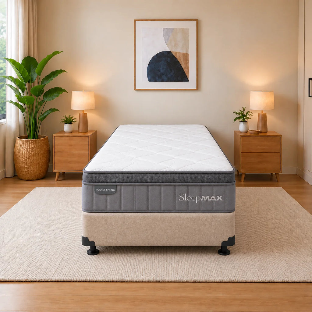 Sleepmax Pocket Spring Euro Top King Single Mattress & NZ Made Bed Base