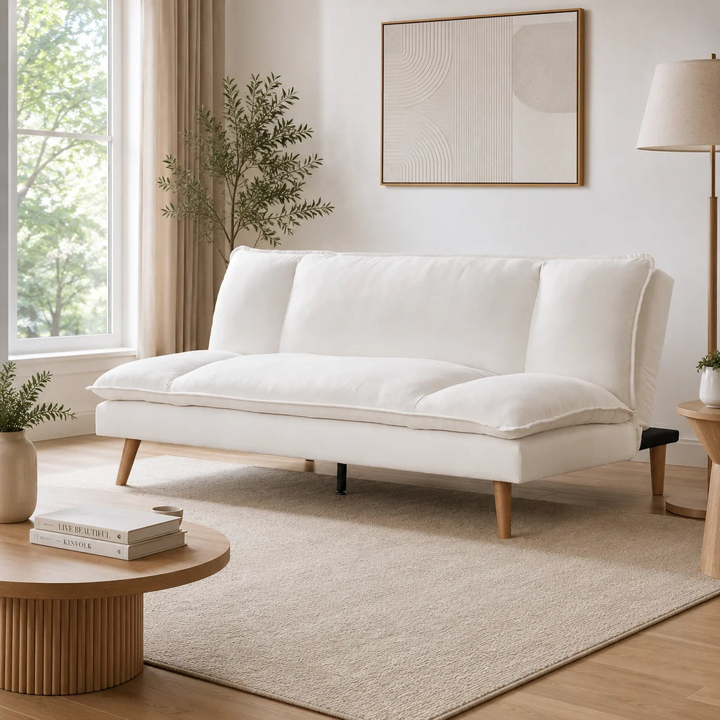 Rome Fabric 3 Seater Couch / Sofa Bed / Beige
