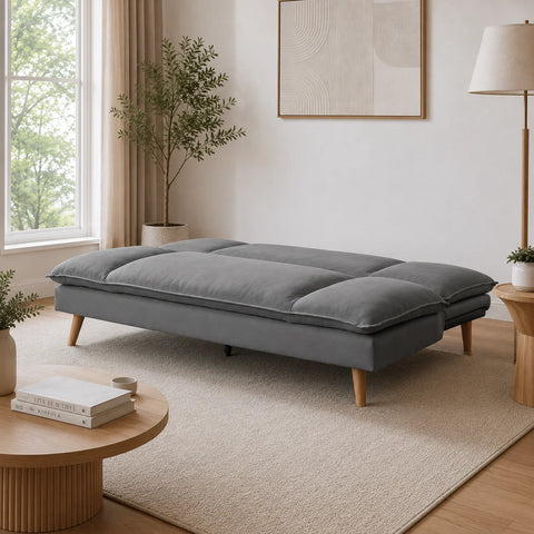 Rome Fabric 3 Seater Couch / Sofa Bed / Blue Grey