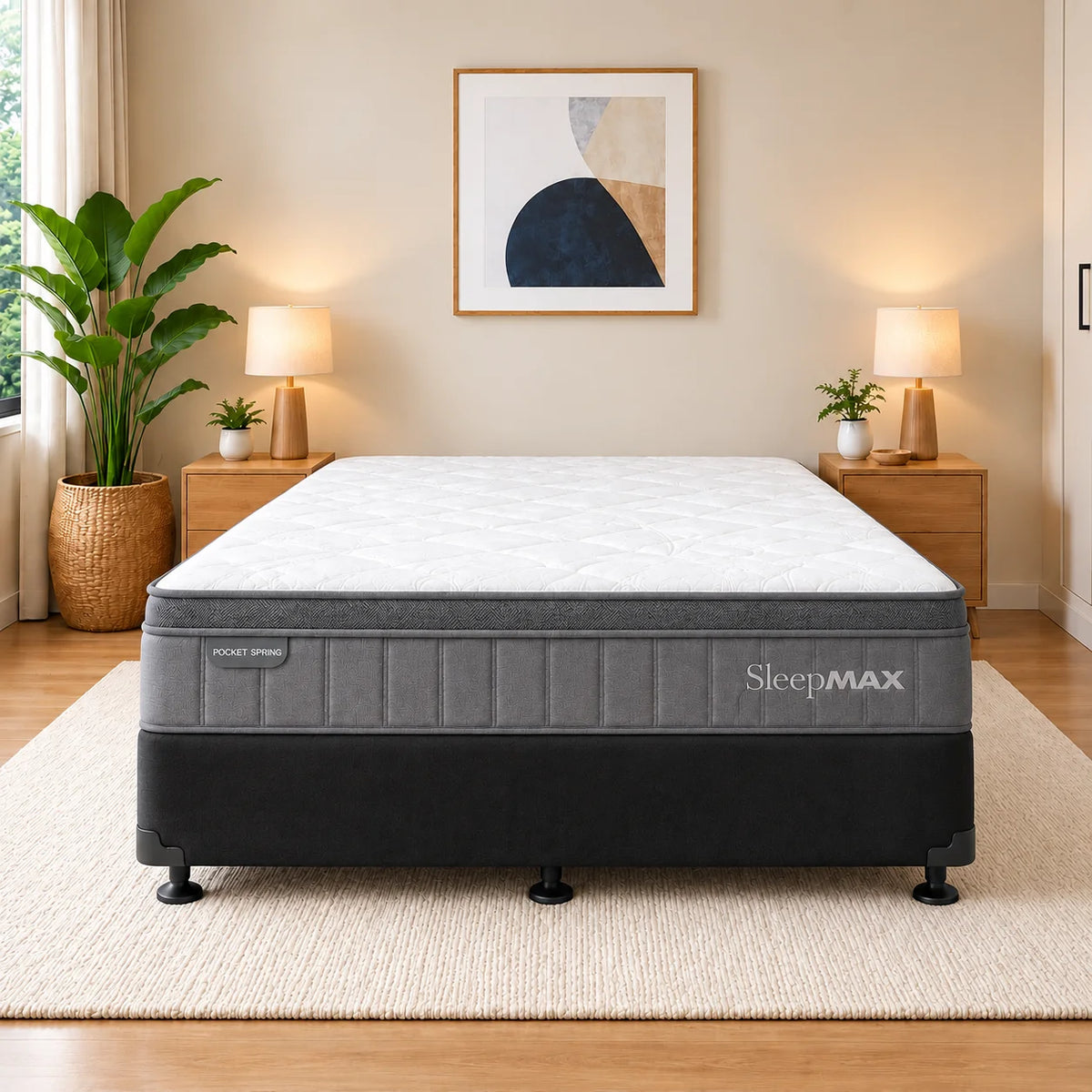 Sleepmax Pocket Spring Euro Top Double Mattress & NZ Made Bed Base