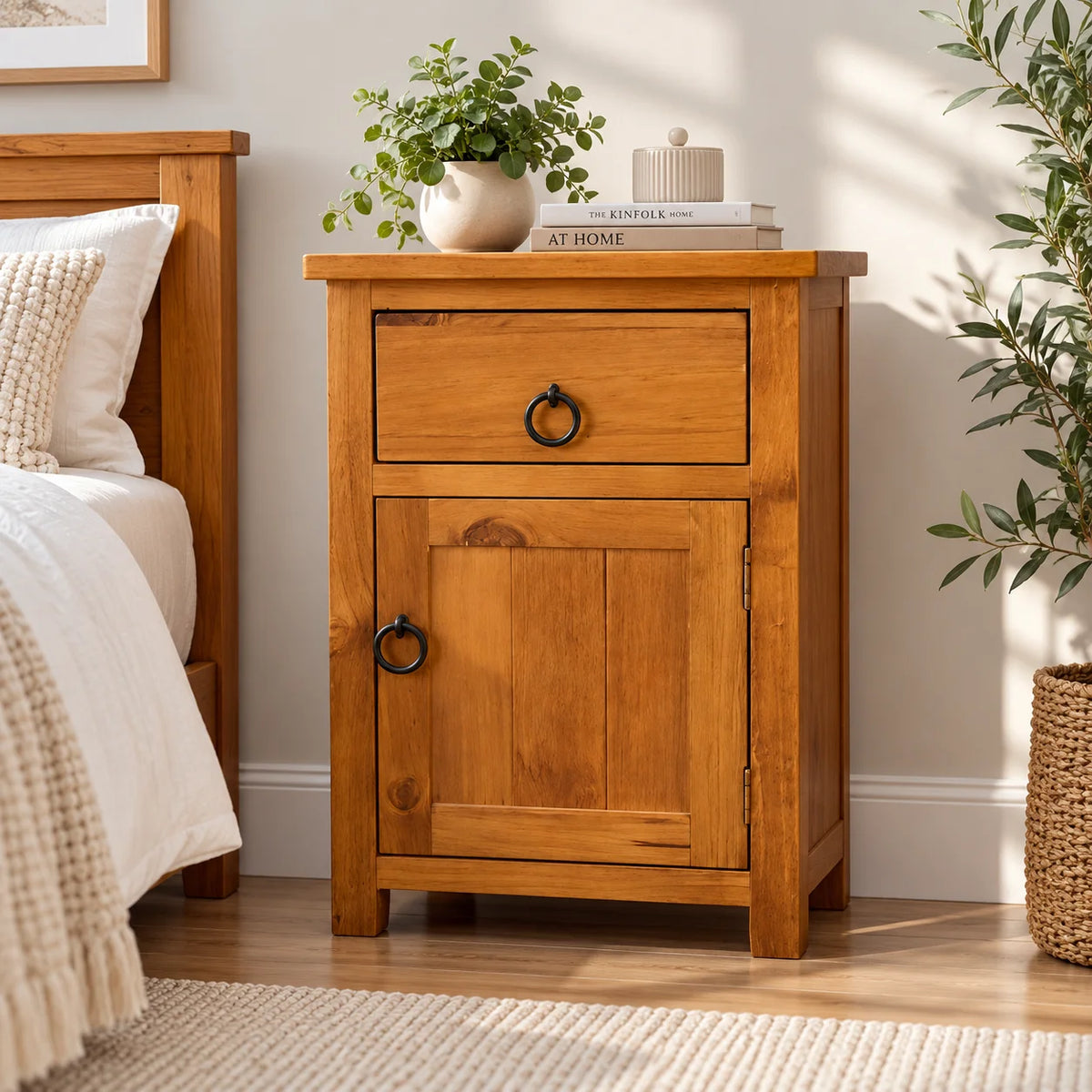 Tina Solid Pine 1 Drawer 1 Door Bedside Table