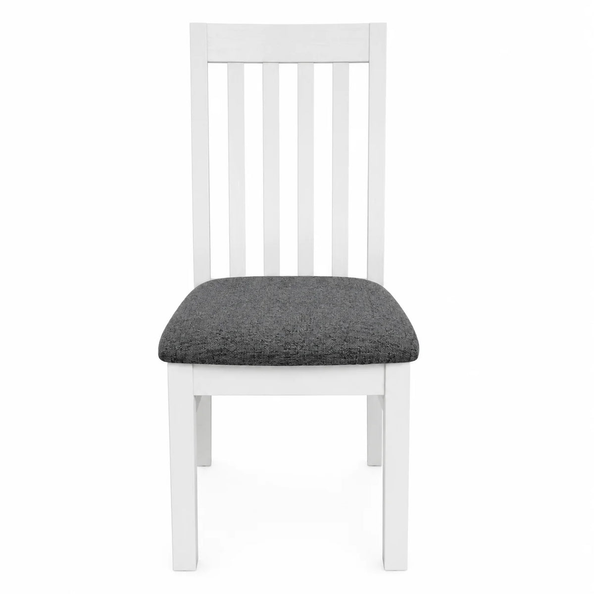 Ashland Solid Pine Dining Chair Fabric Padding – White Wash Coastal Style