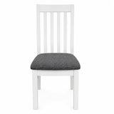 Ashland Solid Pine Dining Chair Fabric Padding – White Wash Coastal Style