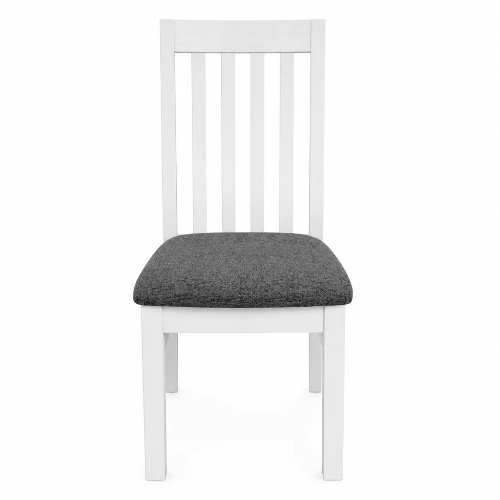 Ashland Solid Pine Dining Chair Fabric Padding – White Wash Coastal Style