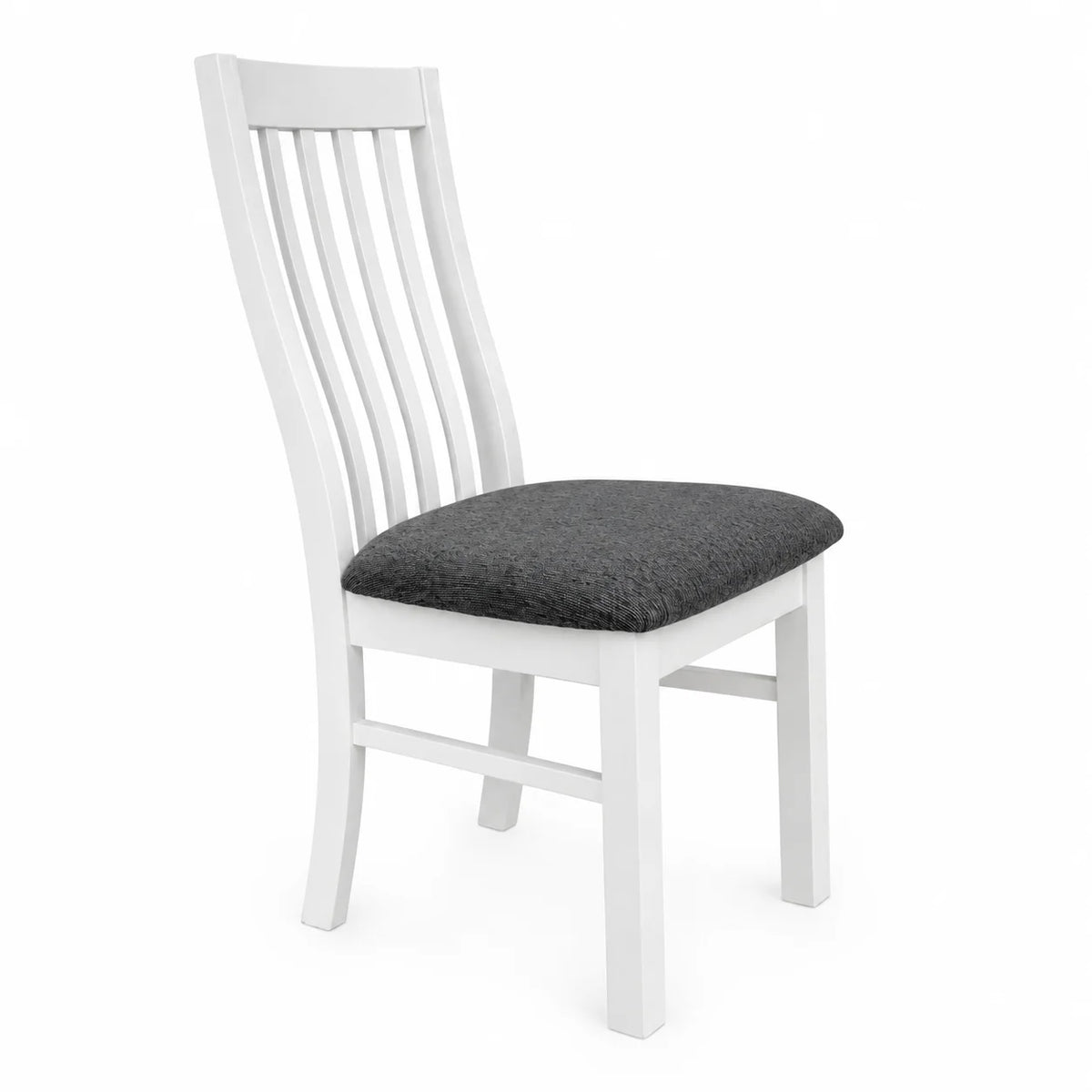 Ashland Solid Pine Dining Chair Fabric Padding – White Wash Coastal Style