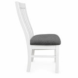 Ashland Solid Pine Dining Chair Fabric Padding – White Wash Coastal Style