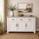 Ashland Solid Pine 1320 Buffet – White Wash Coastal Style