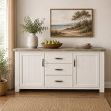 Ashland Solid Pine 1800 Buffet – White Wash Coastal Style