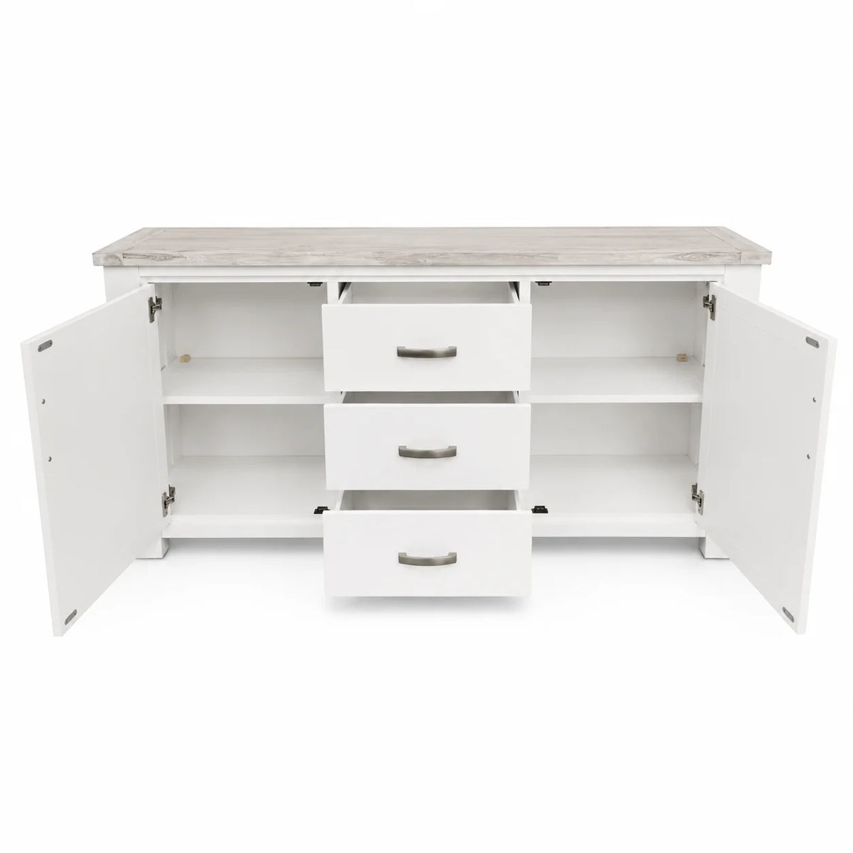 Ashland Solid Pine 1800 Buffet – White Wash Coastal Style