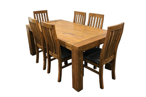 Woodgate 7 Piece Solid Pine Wood Dining Suite | 1.5m & 1.8m Table