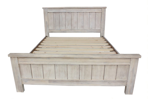 Barry Solid Wood White Wash Bed in Queen/ King from