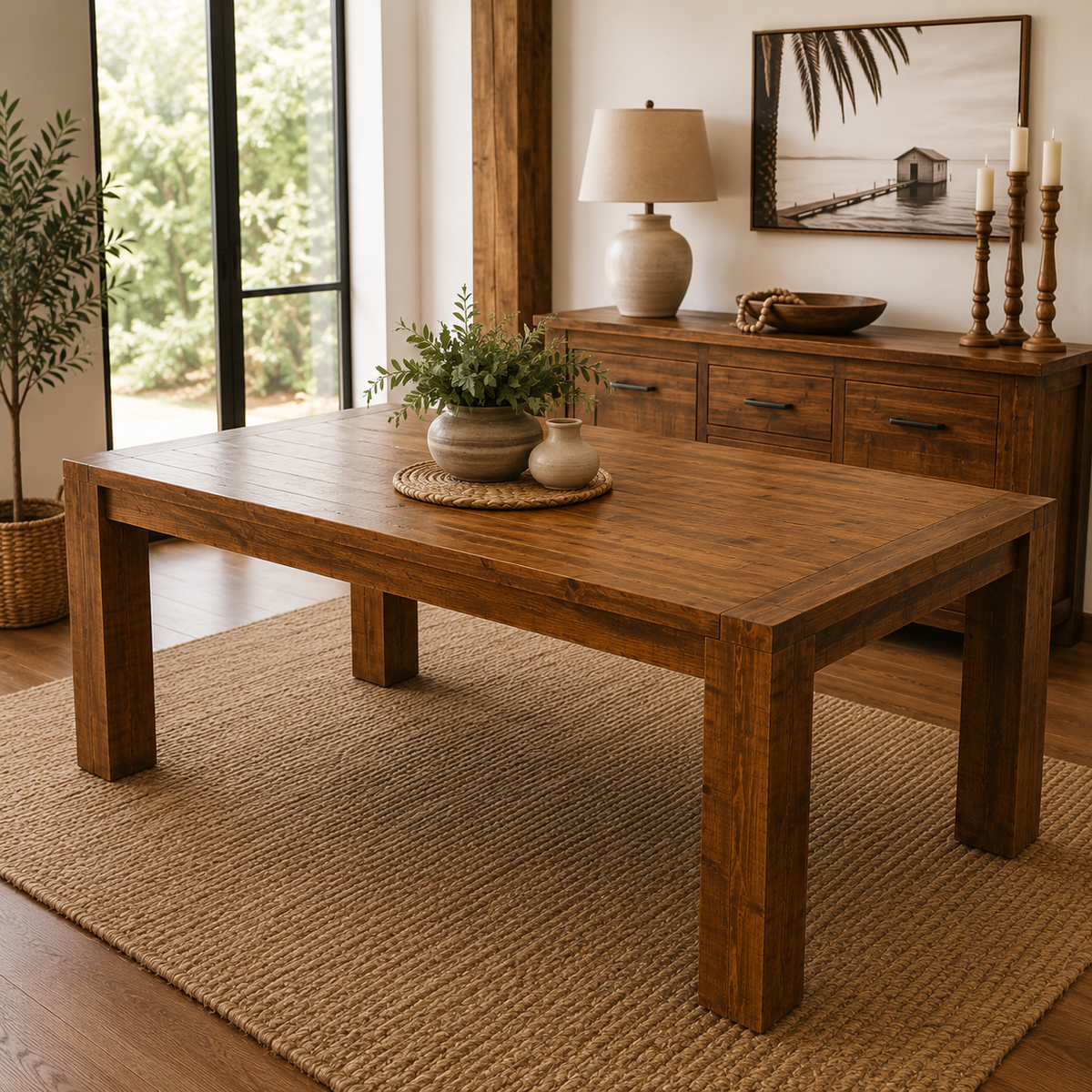 Woodgate Rustic Solid Pine Wood Dining Table
