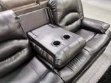 Lara Black Recliner Sofa with Fold-Down Cup Holder Console from