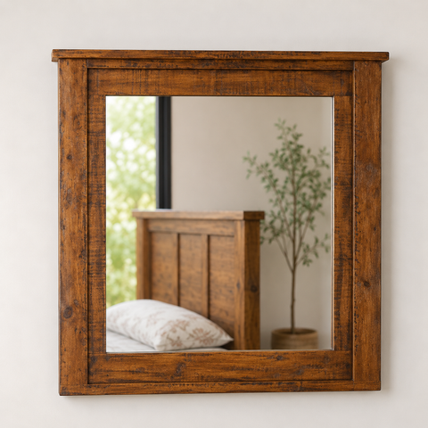 Woodgate Rustic Solid Wood 6 Drawer Dressing Table with Mirror