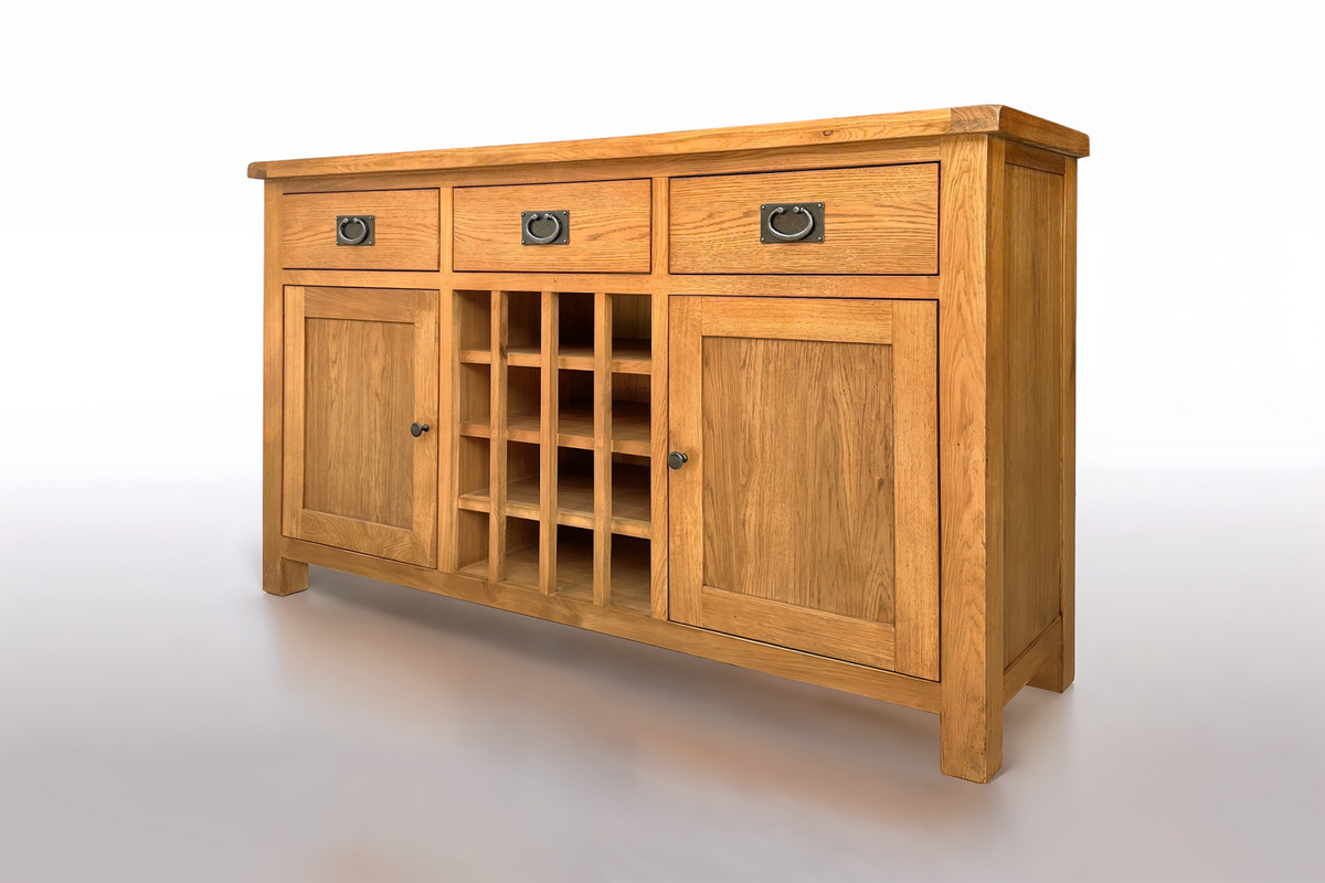 Riverland Oak Buffet 2 Door with Wine Rack - 1.5M