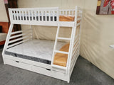 Single and Double Bunk Bed with Mattresses Combo Special - White and Wood Colour Avail.