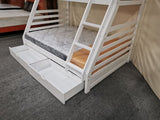 Single and Double Bunk Bed with Mattresses Combo Special - White and Wood Colour Avail.