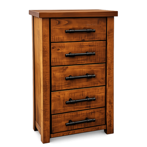 Woodgate Rustic Solid Wood 5 Drawer Slimboy