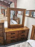 Woodlock Dressing Table With Mirror Solid Pine Wood Rough Sawn & Rustic Finish
