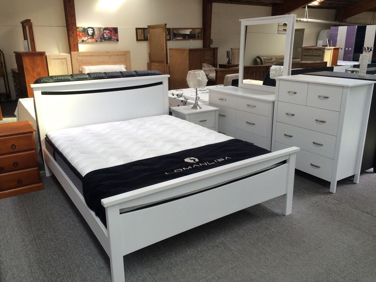 Pamela 4PCS White Solid Wooden Bedroom Suite in Single/ King Single/ Double/ Queen from