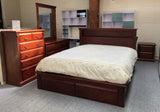 Maria Solid Wooden Bed with Shelf and Underneath Drawers in Queen/ King/ Super King from