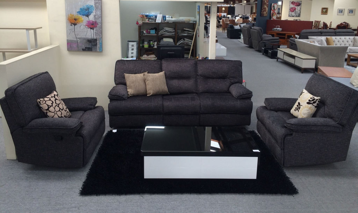 Maryland Fabric Recliner Sofa with Fold-Down Cup Holder Console from
