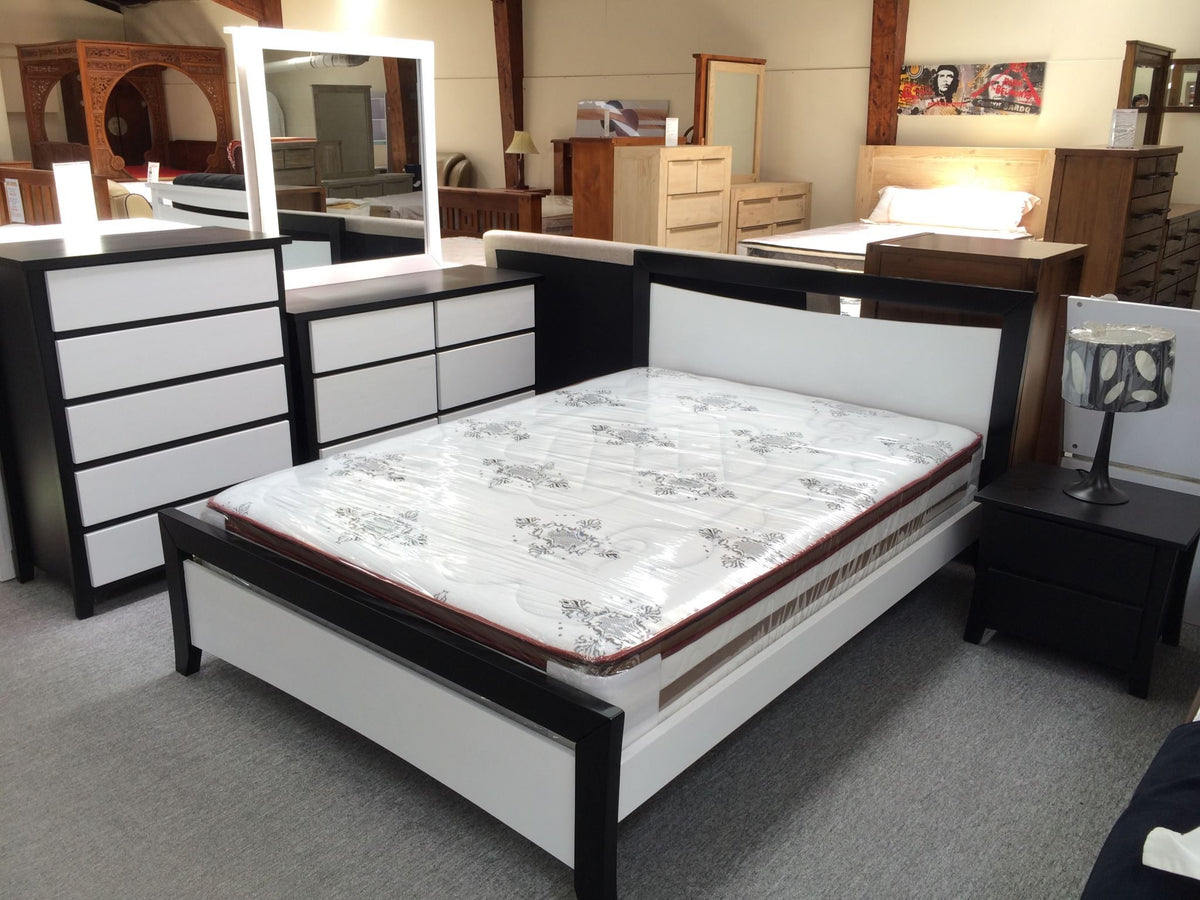 Perry 4PCS Bedroom Suite Black & White in Single/ King Single/ Double/ Queen from
