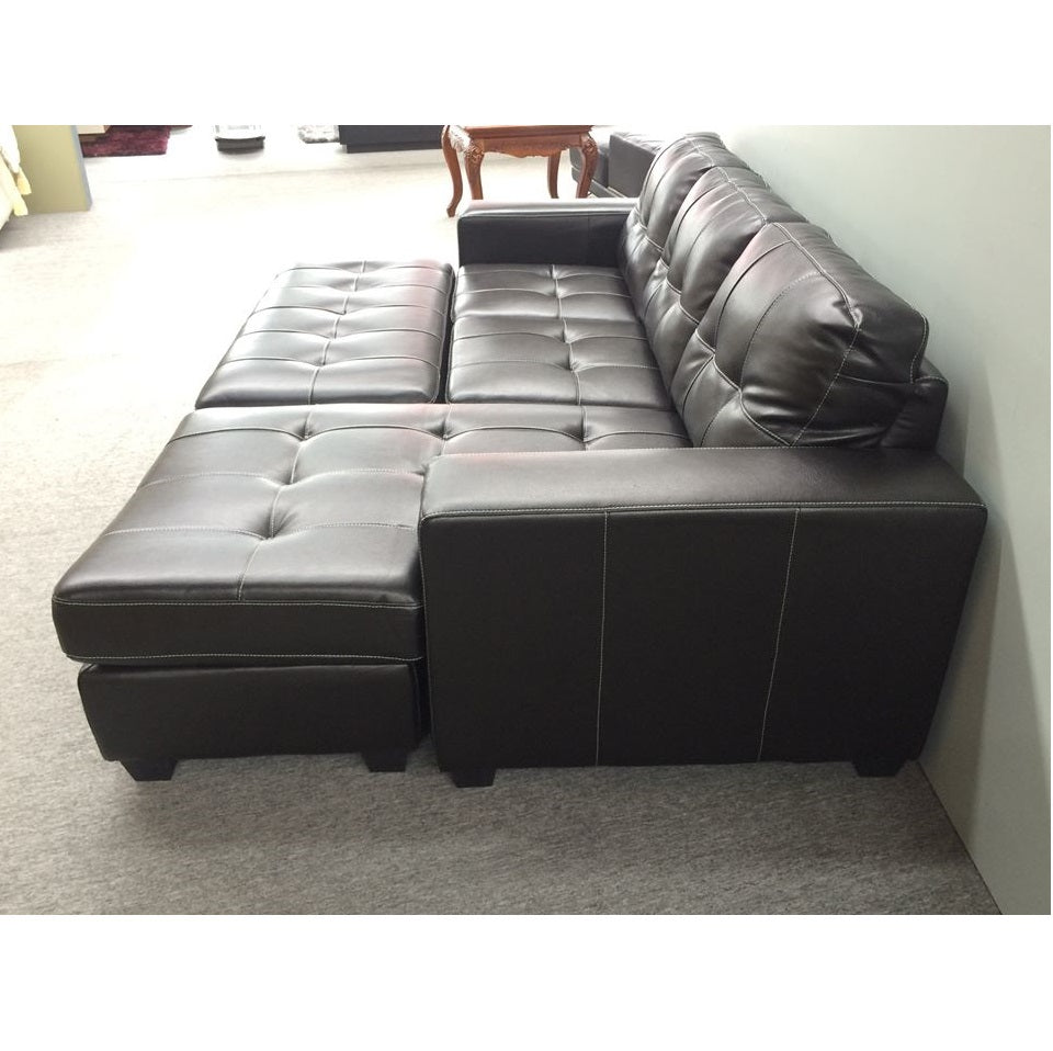 Jordan Bonded Leather Corner Lounge Suite with Ottoman Sofa Bed Optional